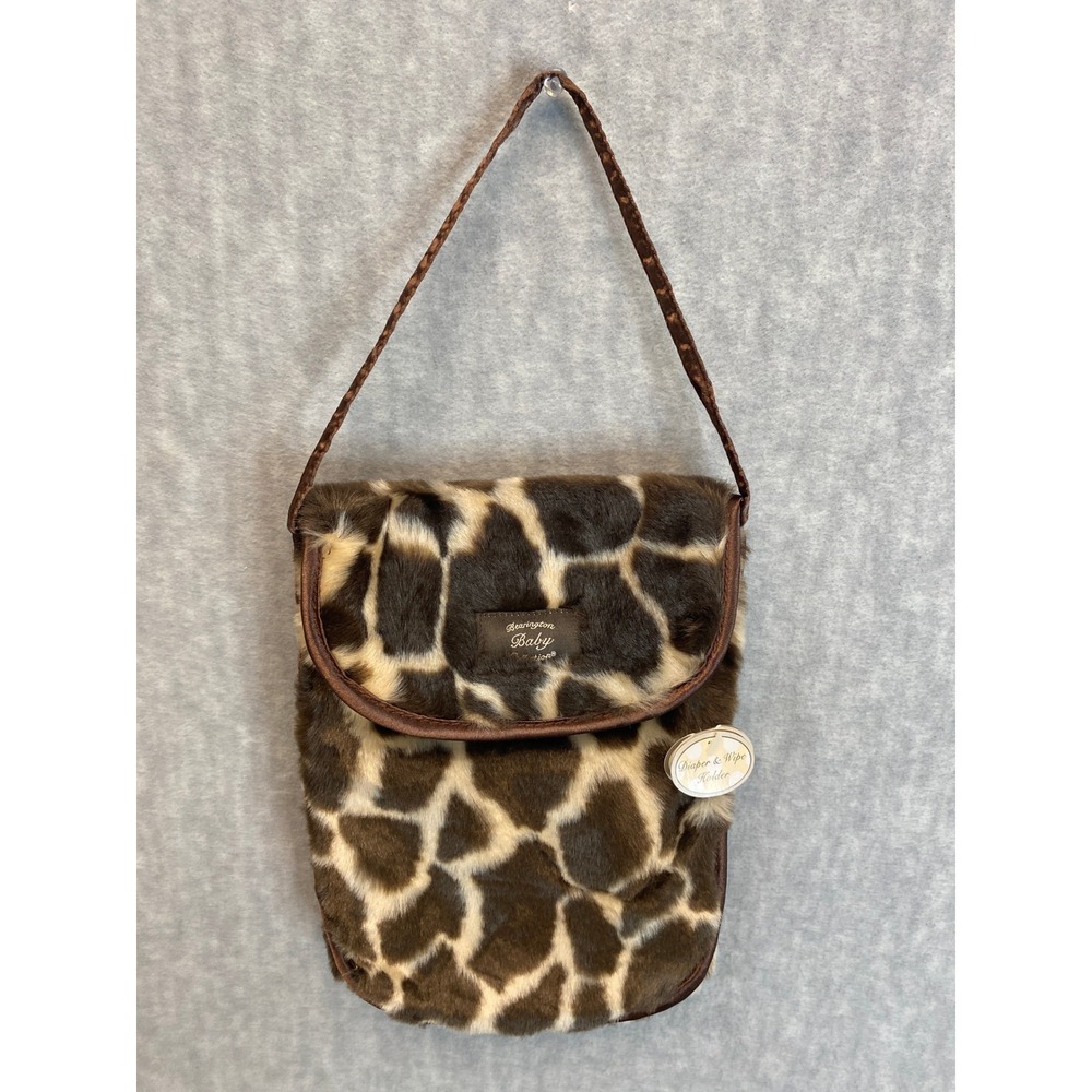 Bearington‎ Baby Collection Giraffe Faux Fur Diaper Wipe Holder Bag